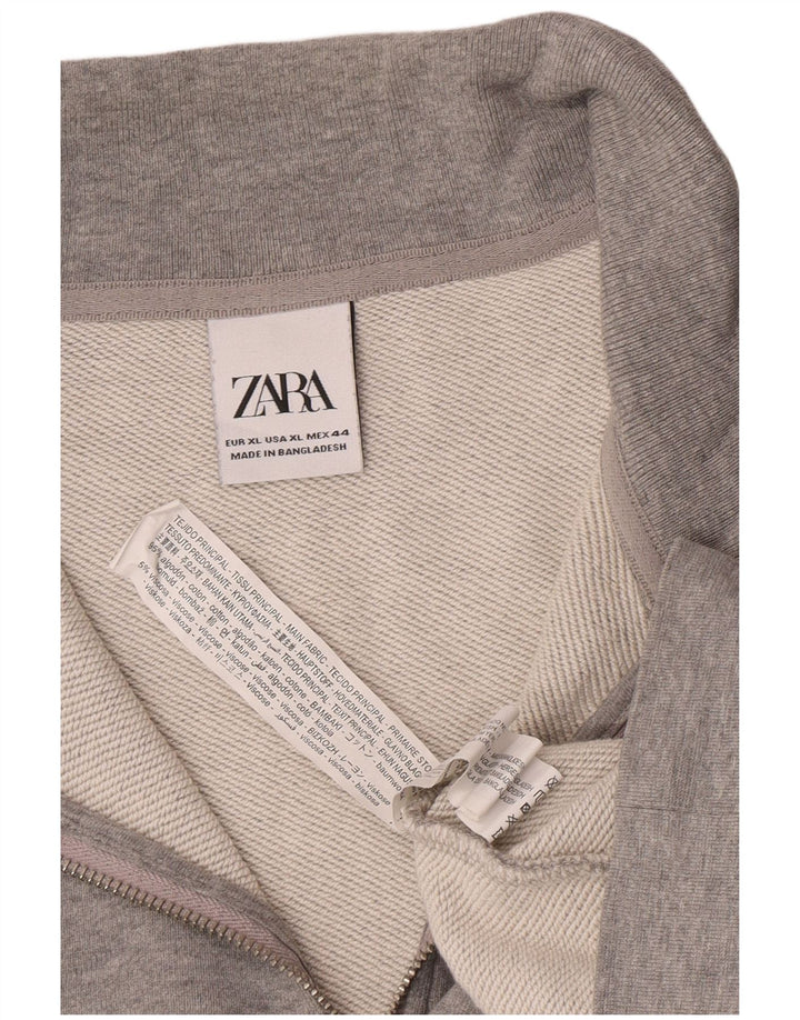 Pulover pentru bărbați Zara, cu fermoar și gât, bumbac XL, gri