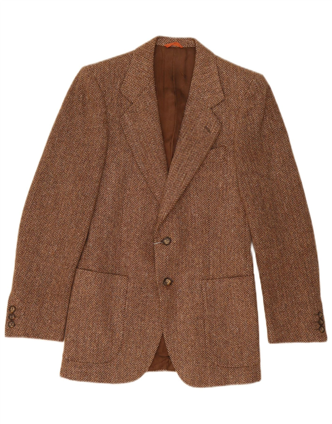 Jachetă vintage pentru bărbați, cu 2 nasturi, IT 44 XS, lână maro cu oase