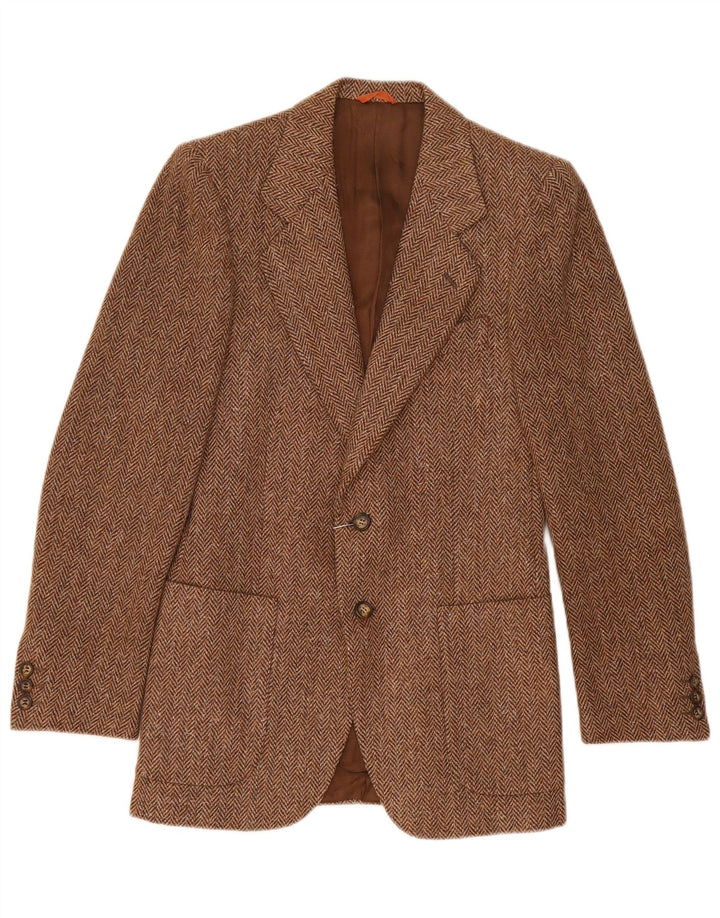 Jachetă vintage pentru bărbați, cu 2 nasturi, IT 44 XS, lână maro cu oase