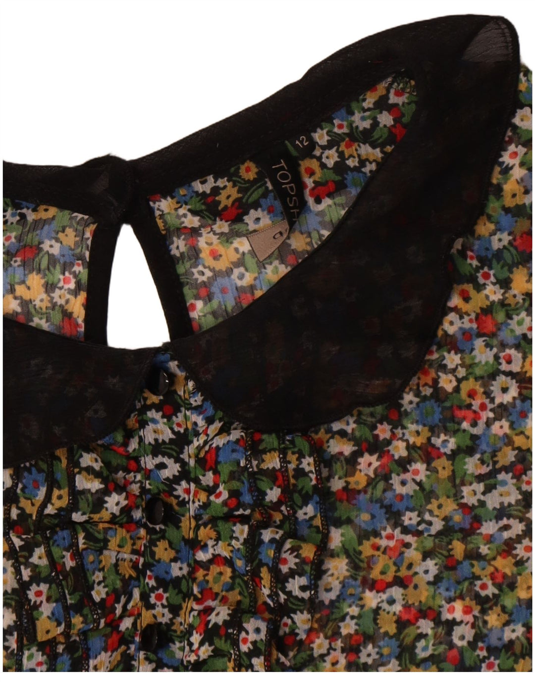 Topshop Femei See Through Bluse Top UK 12 Medium Multicolor Floral