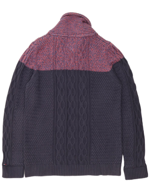 Pulover pentru bărbați Tommy Hilfiger, cu gât șal, 2XL, albastru bleumarin, bloc de culoare