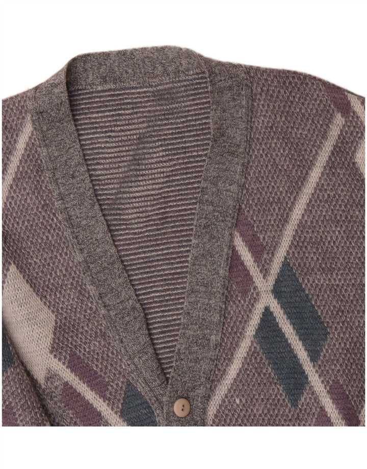 Cardigan vintage pentru bărbați, mare, gri Argyle/Diamond