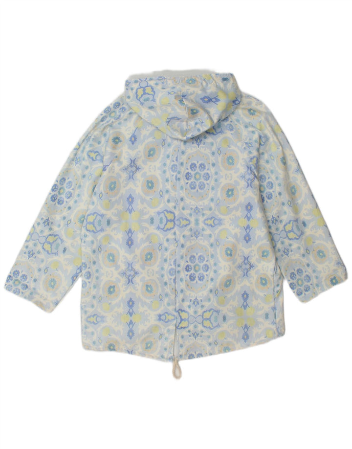 Jachetă parka cu glugă VINTAGE pentru femei UK 16 mare, albastru, bumbac floral