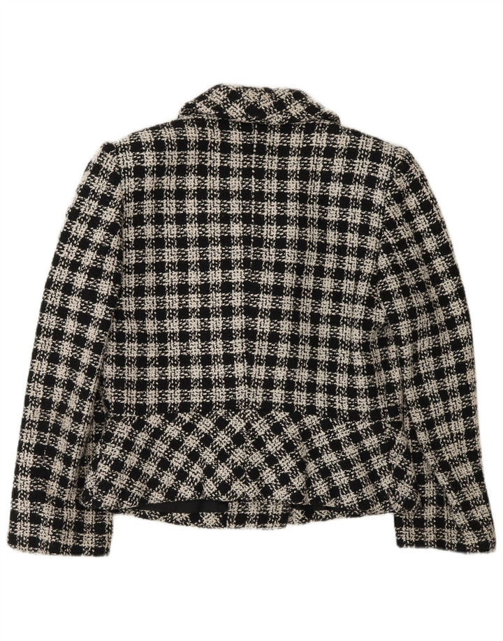 Jachetă vintage pentru femei la dublu piept UK 12 Medium Black Check