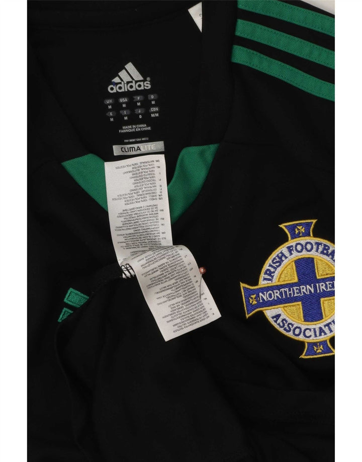 Top de fotbal irlandez Adidas pentru bărbați cu mânecă lungă, poliester mediu negru