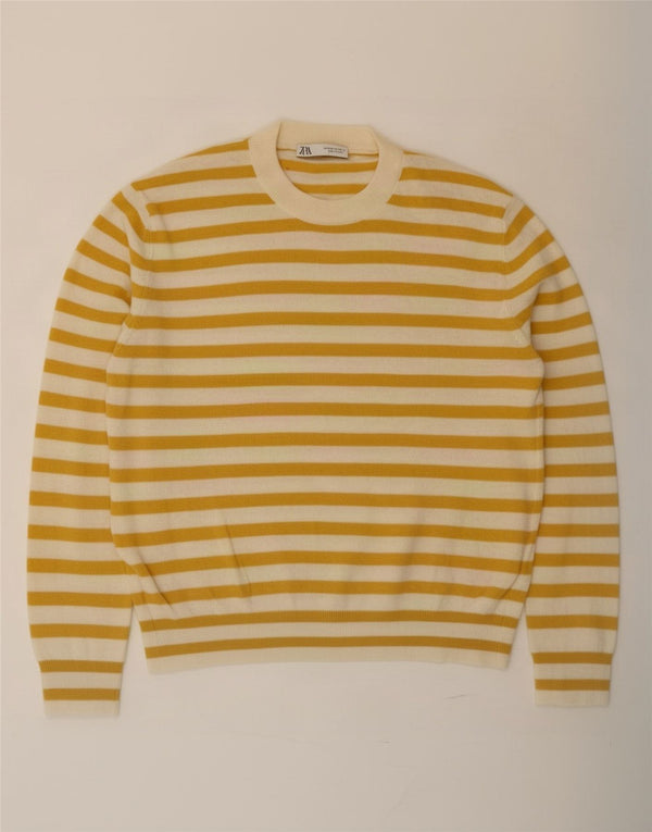 Pulover pentru damă Zara, cu gât turnu, UK 14 Poliamidă cu dungi galbene medii