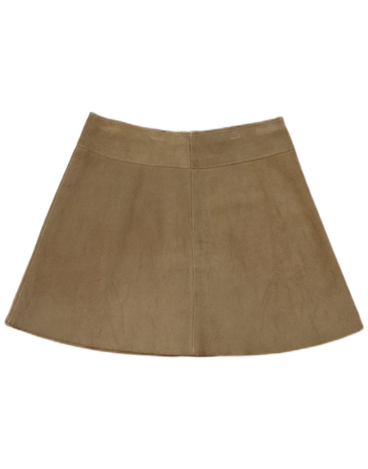 Fusta mini de piele intoarsa vintage pentru femei W28 Medium Kaki