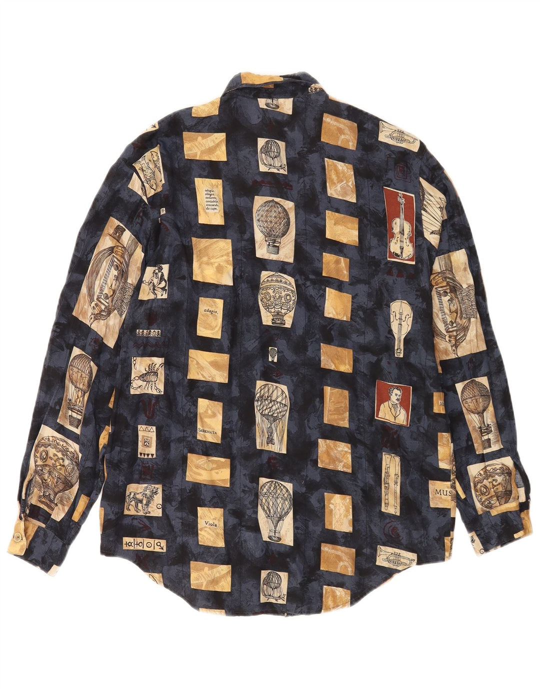 Cămașă Vintage Femei EU 38 Mediu Bleumarin Patchwork Viscoză