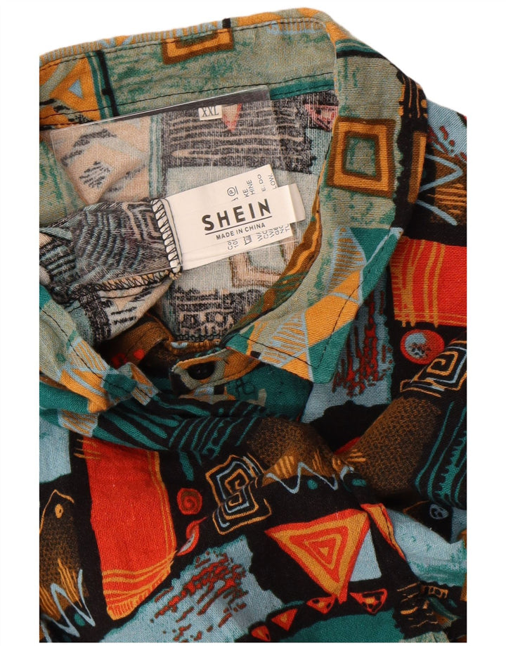 Cămașă cu mânecă scurtă pentru bărbați Shein 2XL, multicoloră, geometrică