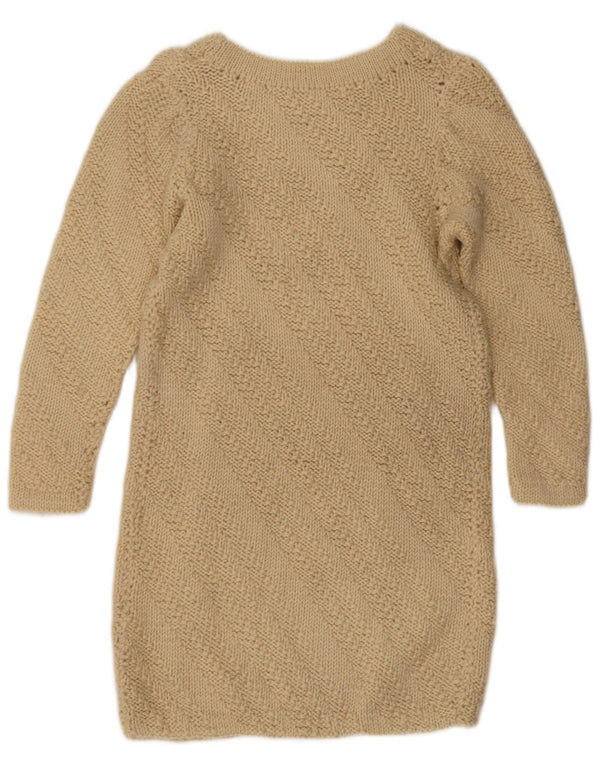 Rochie vintage cu mâneci 3/4 pentru femei UK 12 Bej mediu