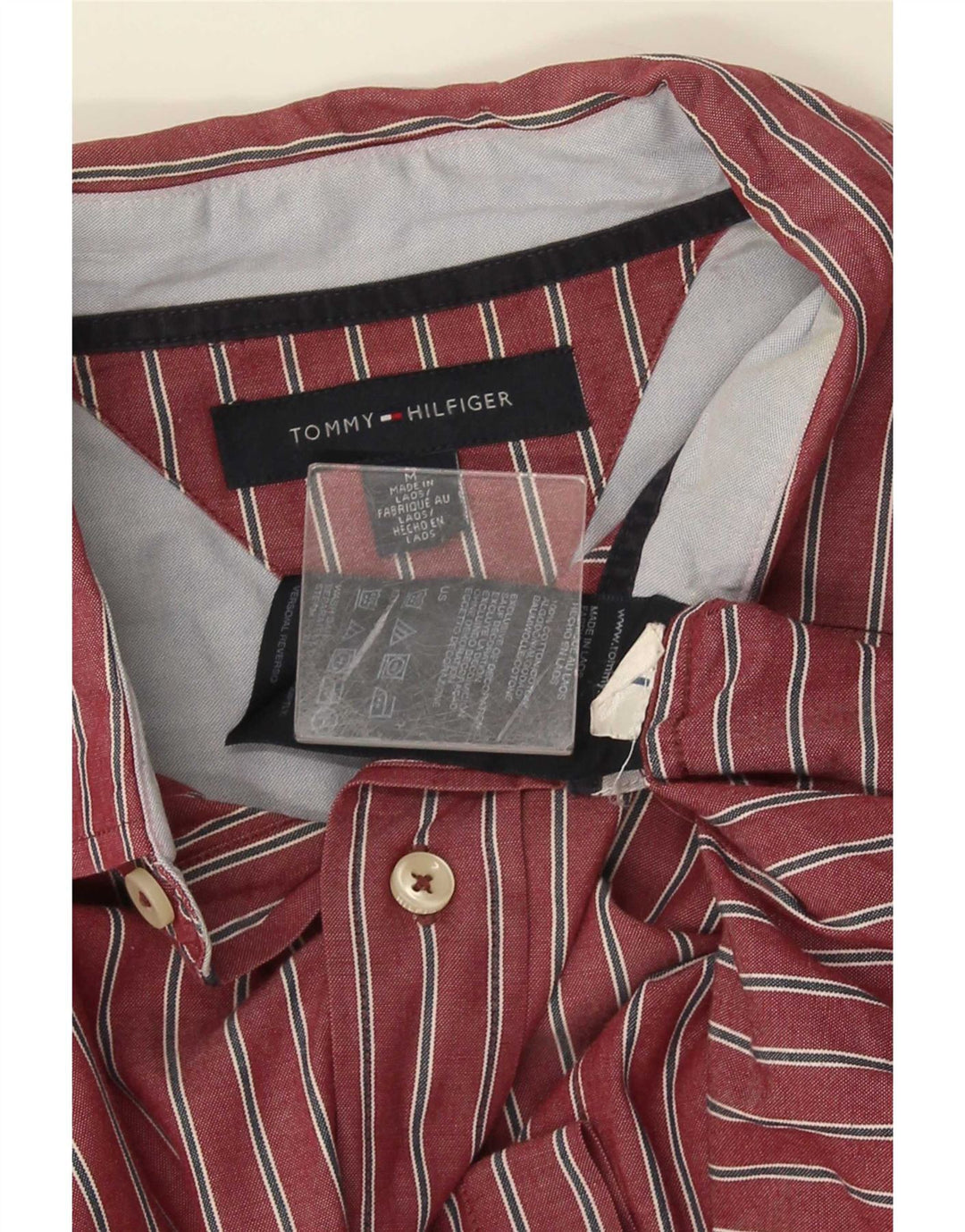 Cămașă Tommy Hilfiger pentru bărbați, bumbac cu dungi roșii medii