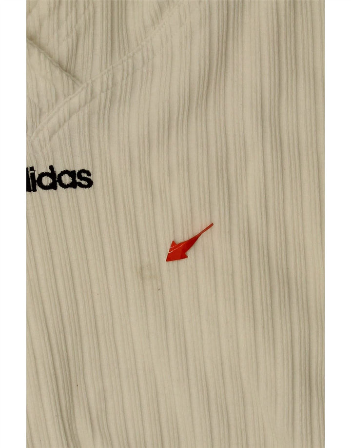 ADIDAS Womens Oversized Hooded Crop Top Long Sleeve UK 12 Medium White Vintage Adidas and Second-Hand Adidas from Messina Hembry 