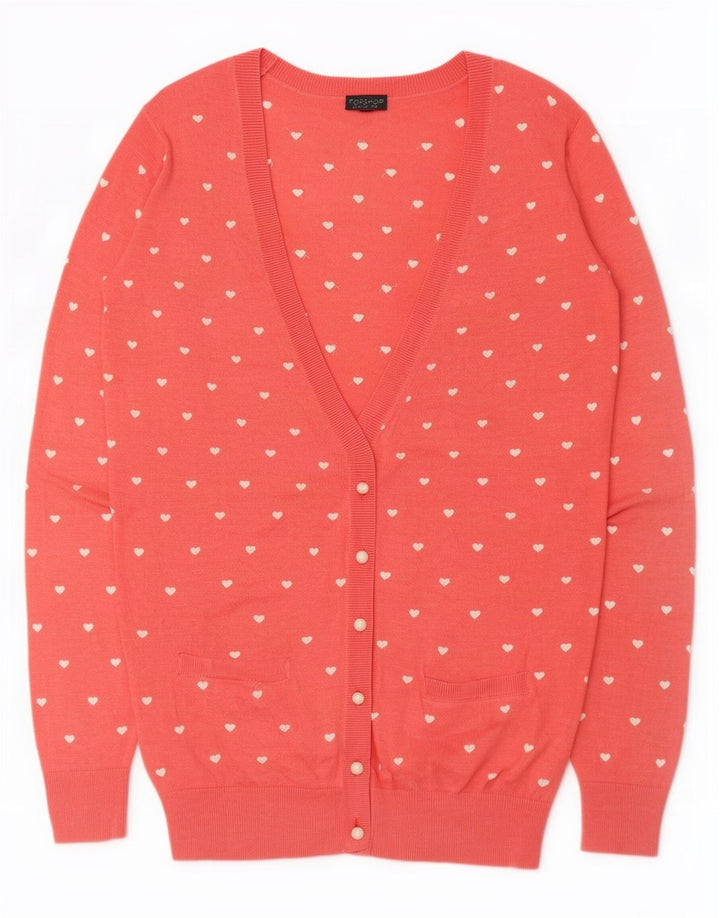 Pulover cardigan cu model abstract pentru femei Topshop UK 12 Medium Pink Heart
