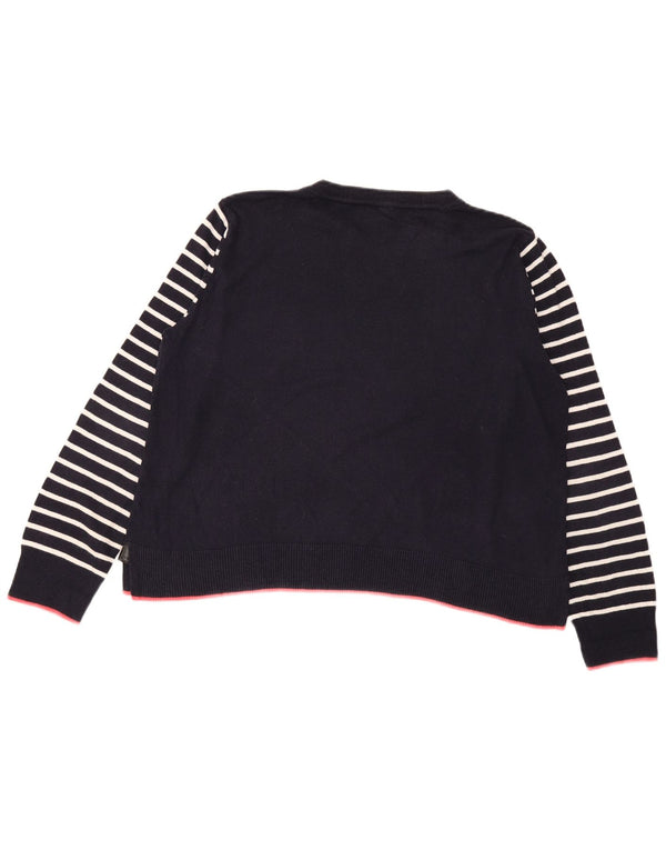 Pulover Oasis pentru femei cu decolteu rotund cu grafic, UK 16, mare, bleumarin, cu dungi