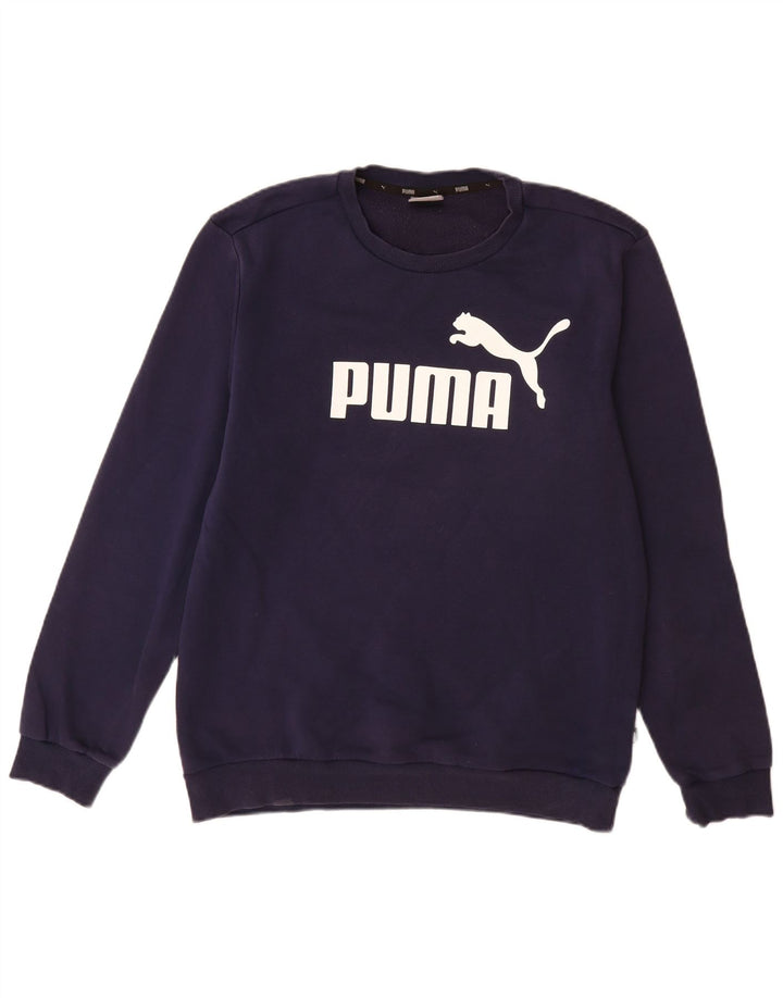 Hanorac grafic pentru bărbați Puma Pulover mediu din bumbac bleumarin
