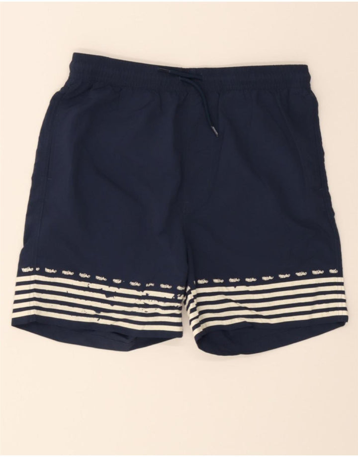 MOSSIMO Boys Swimming Shorts 13-14 Years  Navy Blue Striped Nylon Vintage Mossimo and Second-Hand Mossimo from Messina Hembry 