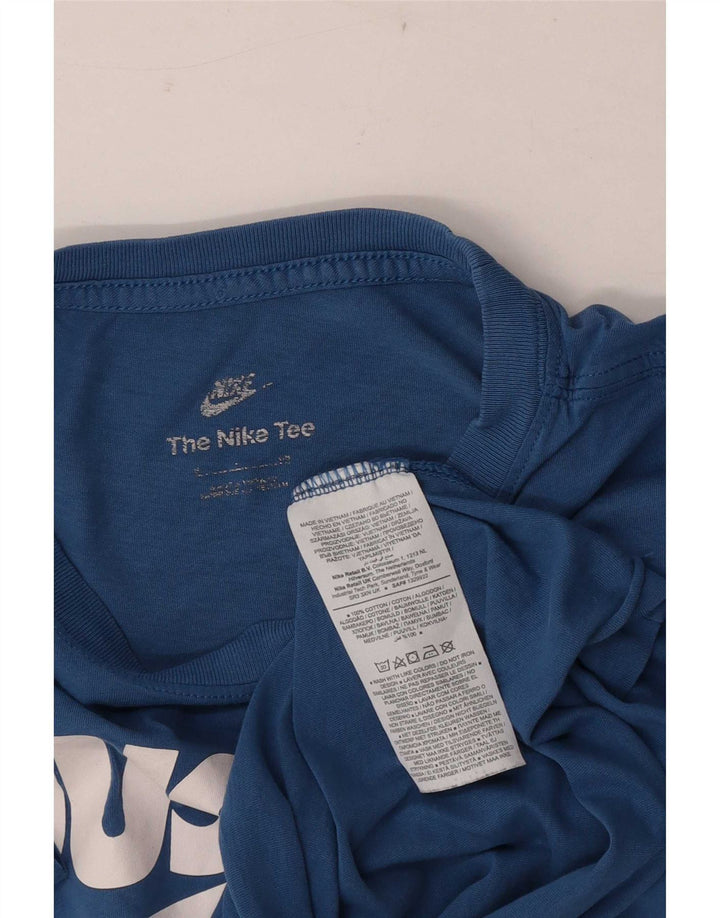 Tricou grafic Nike pentru bărbați Top din bumbac albastru mediu