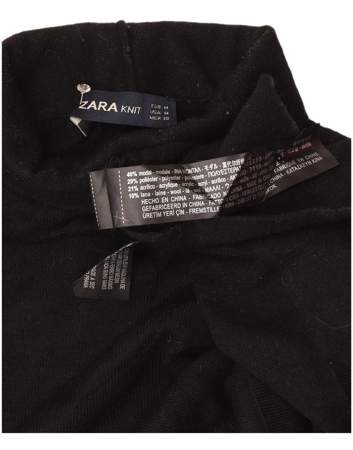Pulover pentru femei cu gât rulat Zara UK 14 Medium Black Modal