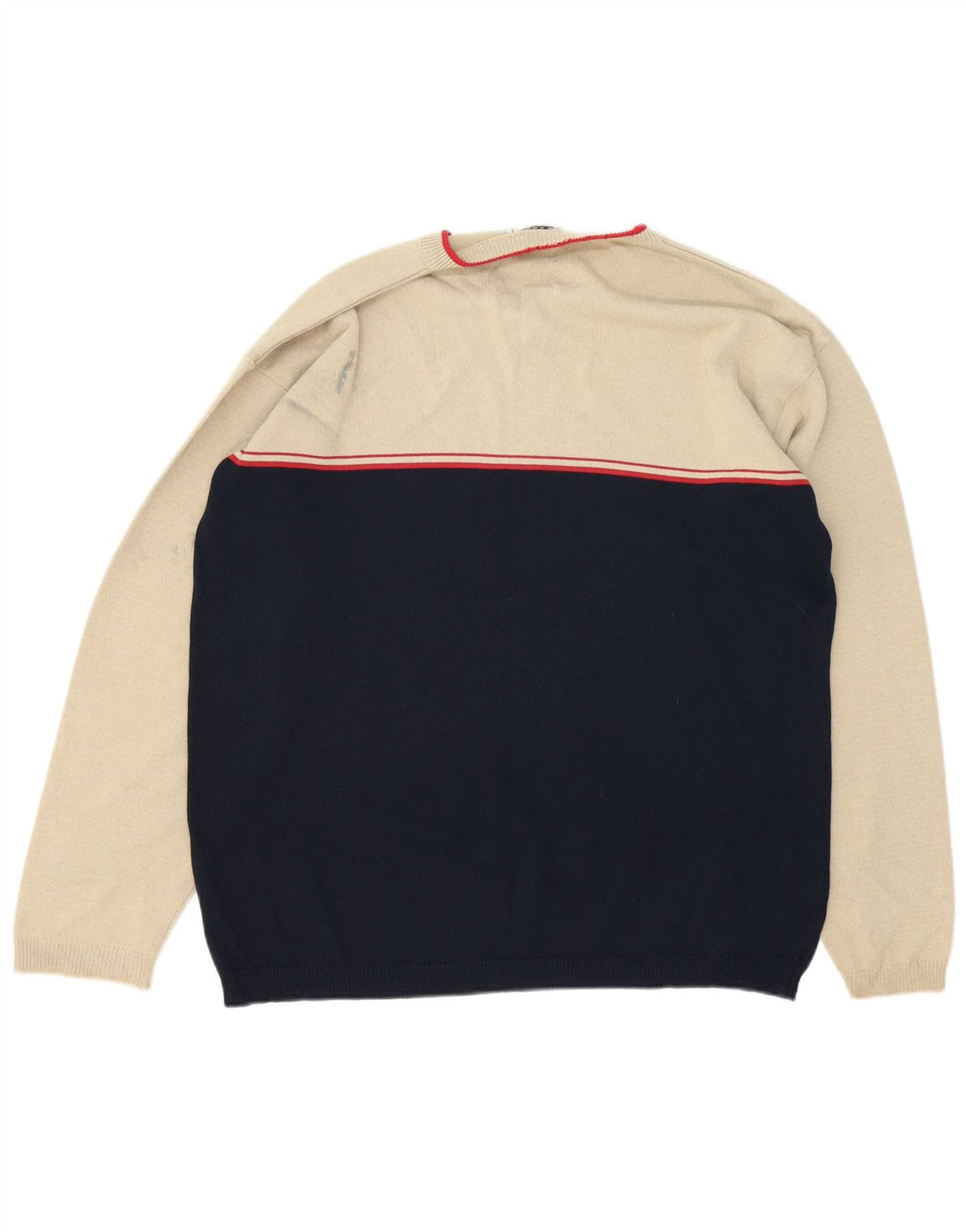 Pulover vintage pentru bărbați, mare, bej, bloc de culoare, poliacrilic