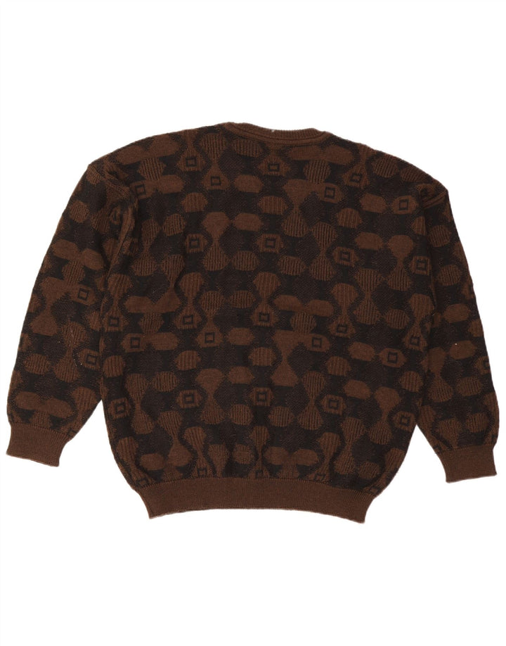 Pulover Baffo pentru bărbați cu decolteu rotund, mare, maro, acrilic/acrilic diamant