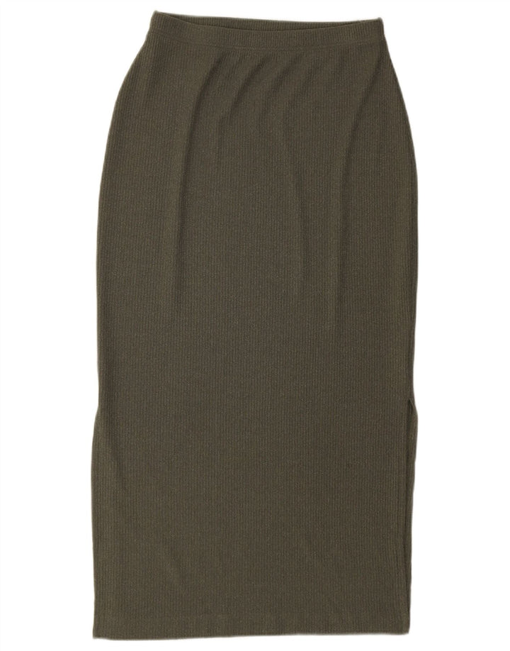 Fusta midi tricotată pentru femei Marks & Spencer UK 12 Medium W28 Kaki Poliester