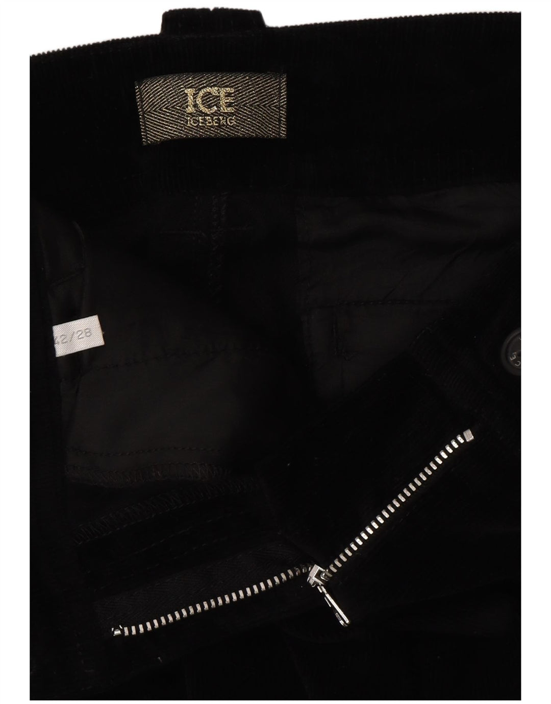 ICEBERG Pantaloni drepti pentru femei din velur L28 L27 bumbac negru