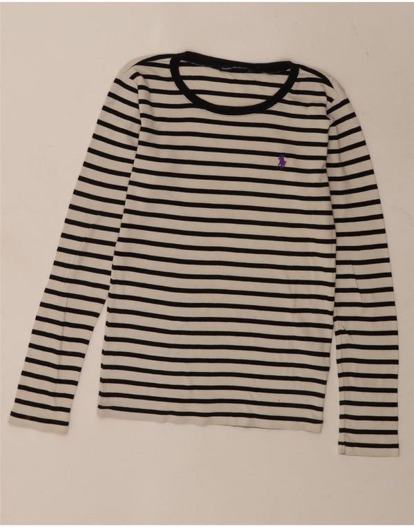 Top pentru femei Ralph Lauren cu mânecă lungă UK 12, bumbac cu dungi albe medii