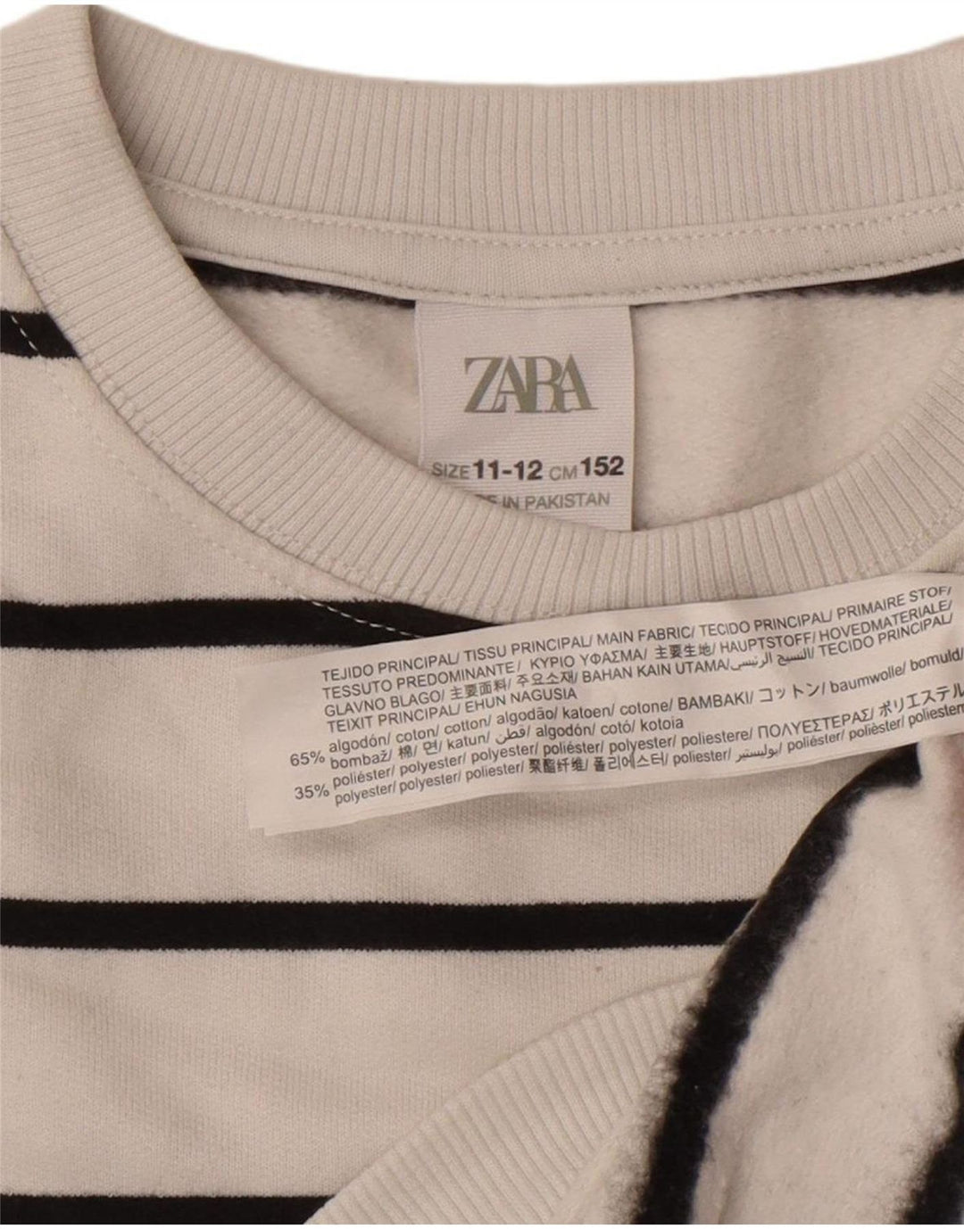 Zara Băieți Pulover Pulover 11-12 Ani Bumbac cu dungi albe