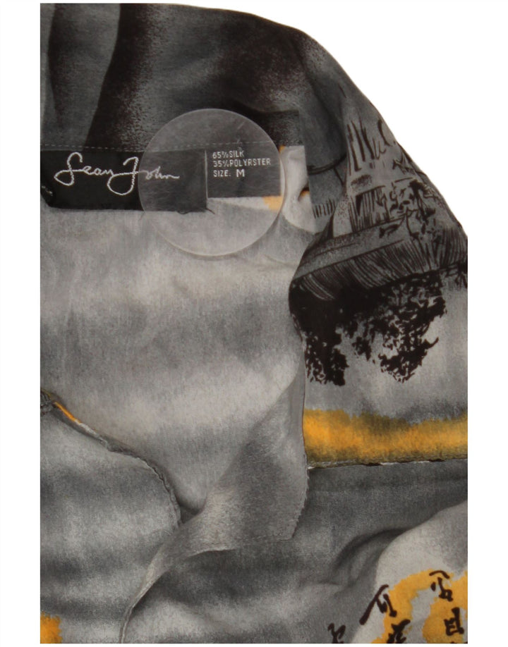 Cămașă cu mânecă scurtă pentru bărbați VINTAGE, gri mediu, mătase