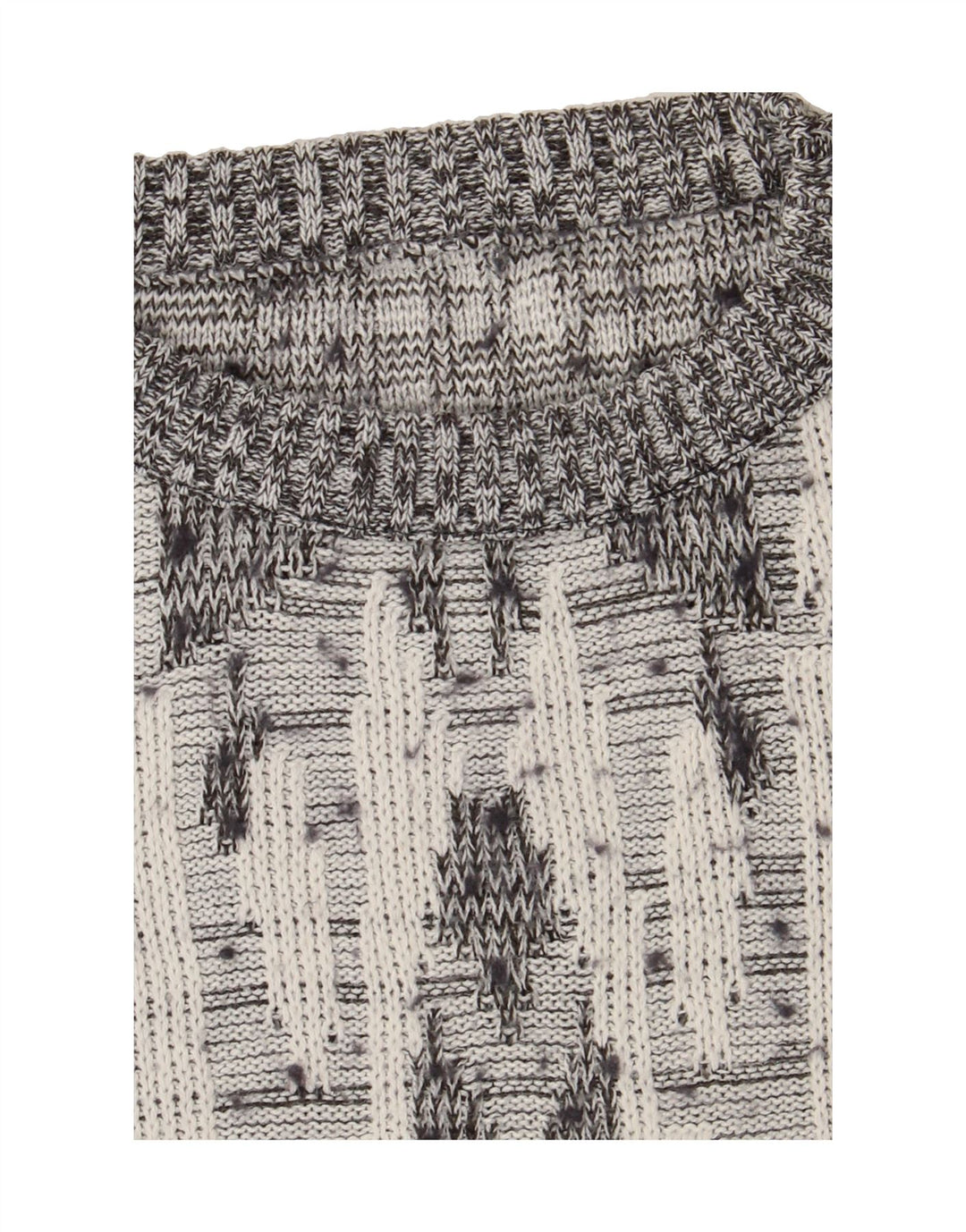 VINTAGE Mens Abstract Pattern Crew Neck Jumper Sweater Small Grey Vintage Vintage and Second-Hand Vintage from Messina Hembry 