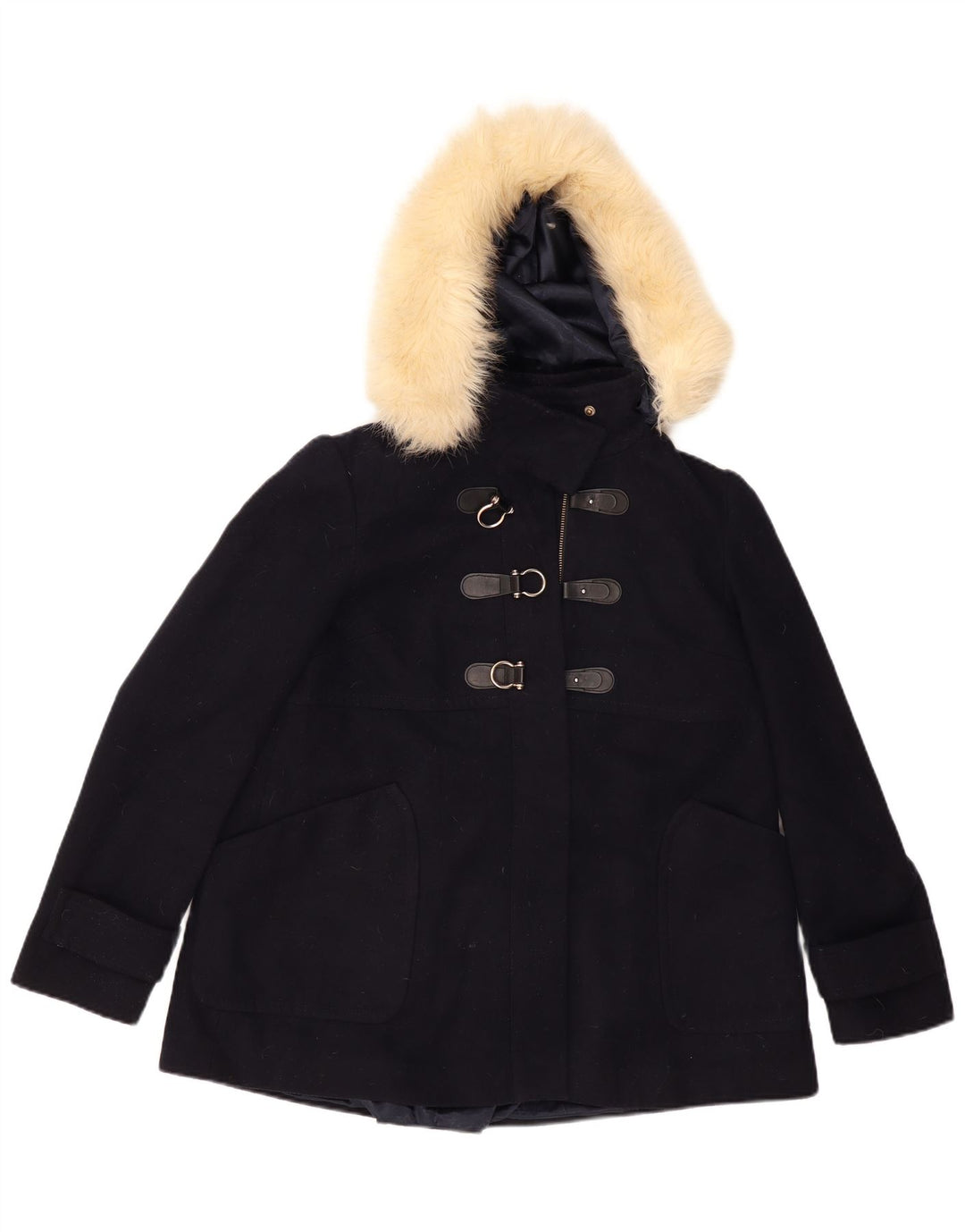 Jachetă duffle cu glugă Topshop pentru femei UK 12 Medium Bleumarin