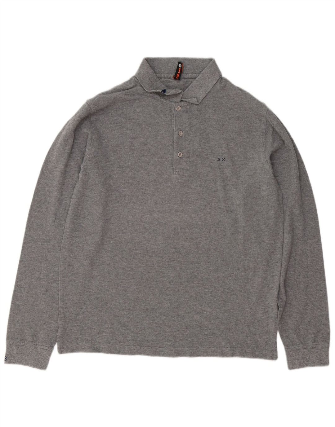 Sun68 Tricou polo cu mânecă lungă pentru bărbați, bumbac gri mare
