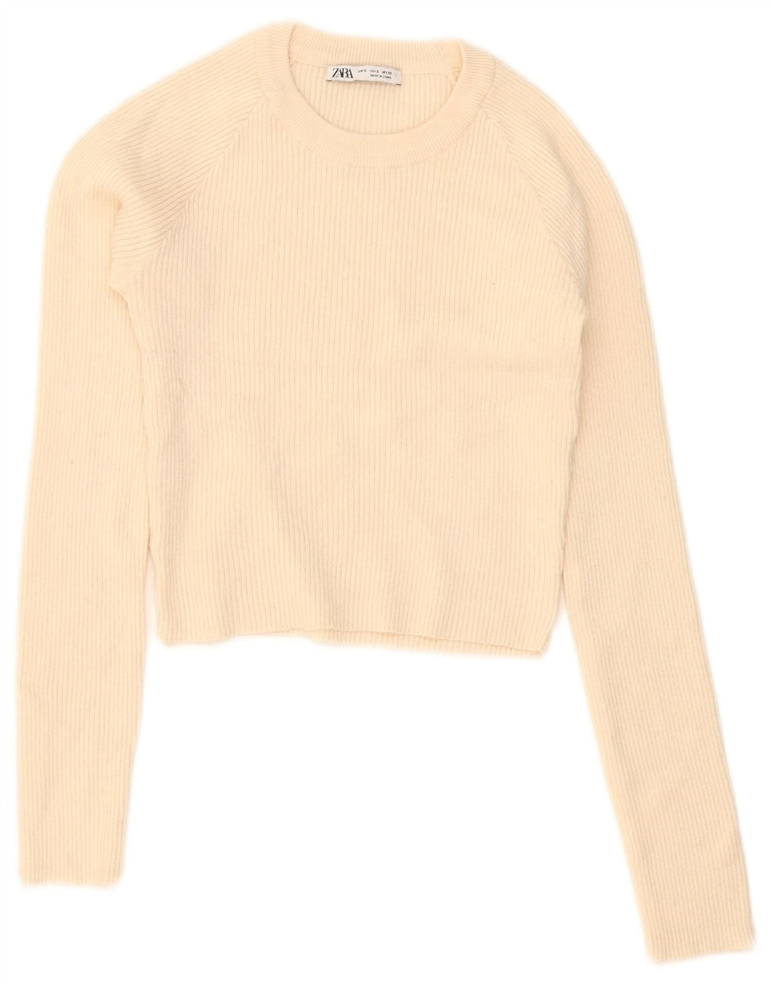 Crop Top pentru femei Zara cu mânecă lungă UK 8 Small Bej