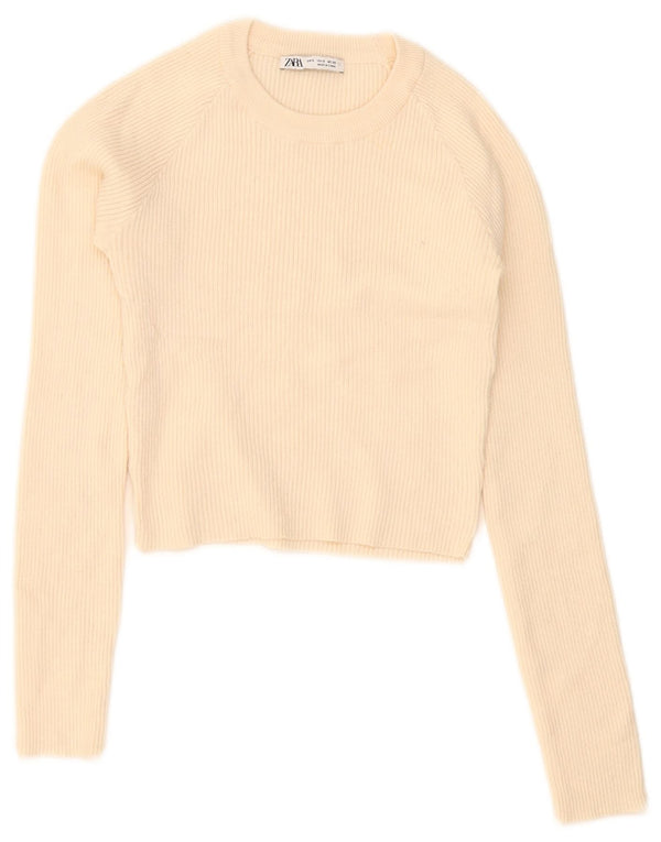 Crop Top pentru femei Zara cu mânecă lungă UK 8 Small Bej
