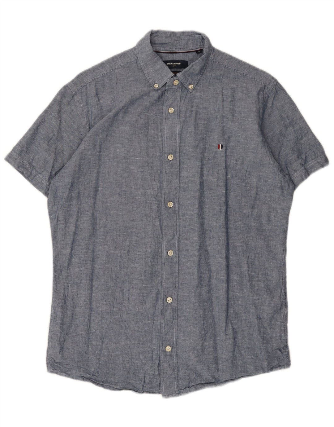 Cămașă Jack & Jones pentru bărbați, bumbac albastru mediu