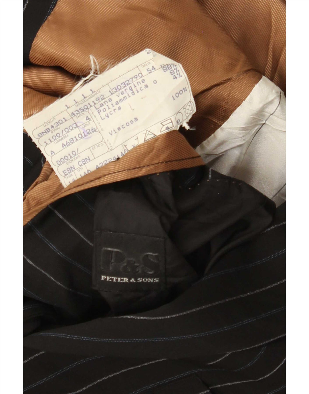 Jachetă pentru bărbați Peter & Sons cu 3 nasturi IT 54 2XL Lână cu dungi negre