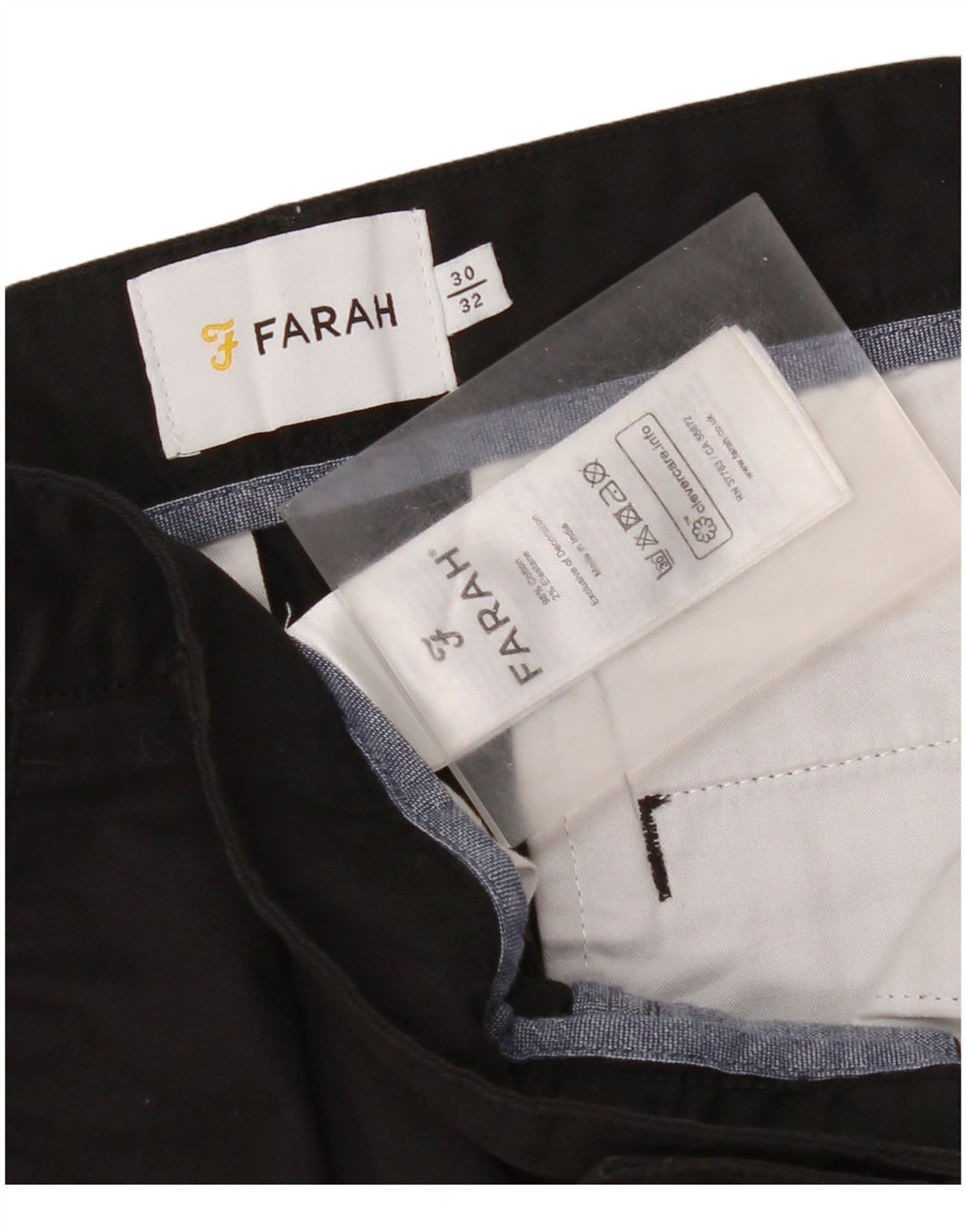 Pantaloni tăiați pentru bărbați Farah L30 L24 bumbac negru