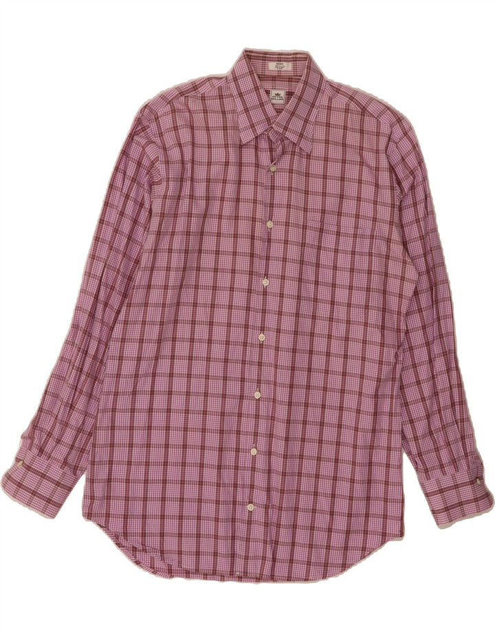 PETER MILLAR Mens Shirt Medium Pink Check Cotton Vintage Peter Millar and Second-Hand Peter Millar from Messina Hembry 