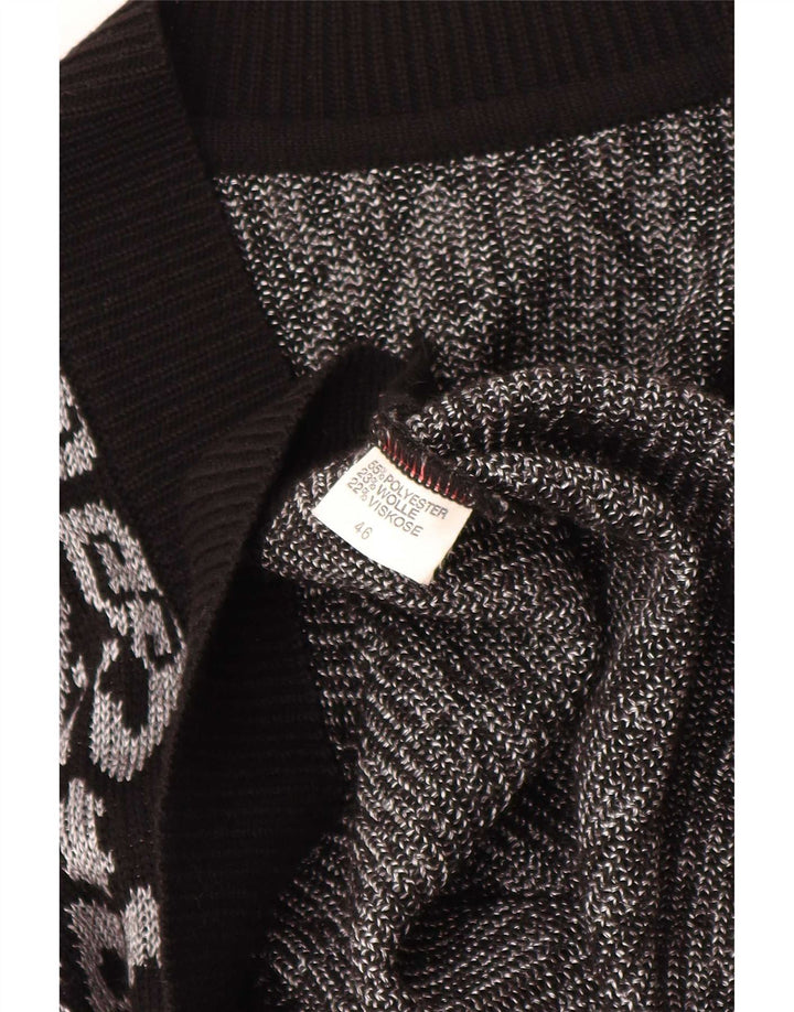 Vestă vintage pentru femei, maiou cu veste EU 46 XL, poliester Fair Isle negru