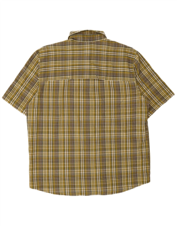 WOOLRICH Mens Short Sleeve Shirt Large Khaki Check Cotton