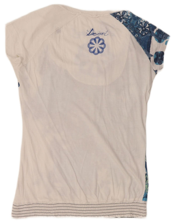 Tricou grafic Desigual pentru femei Top UK 14 Large White Floral