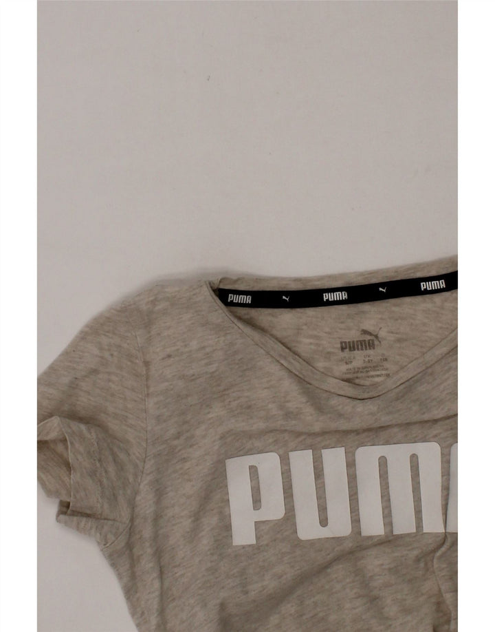 PUMA Girls Graphic T-Shirt Top 7-8 Years Grey Vintage Puma and Second-Hand Puma from Messina Hembry 