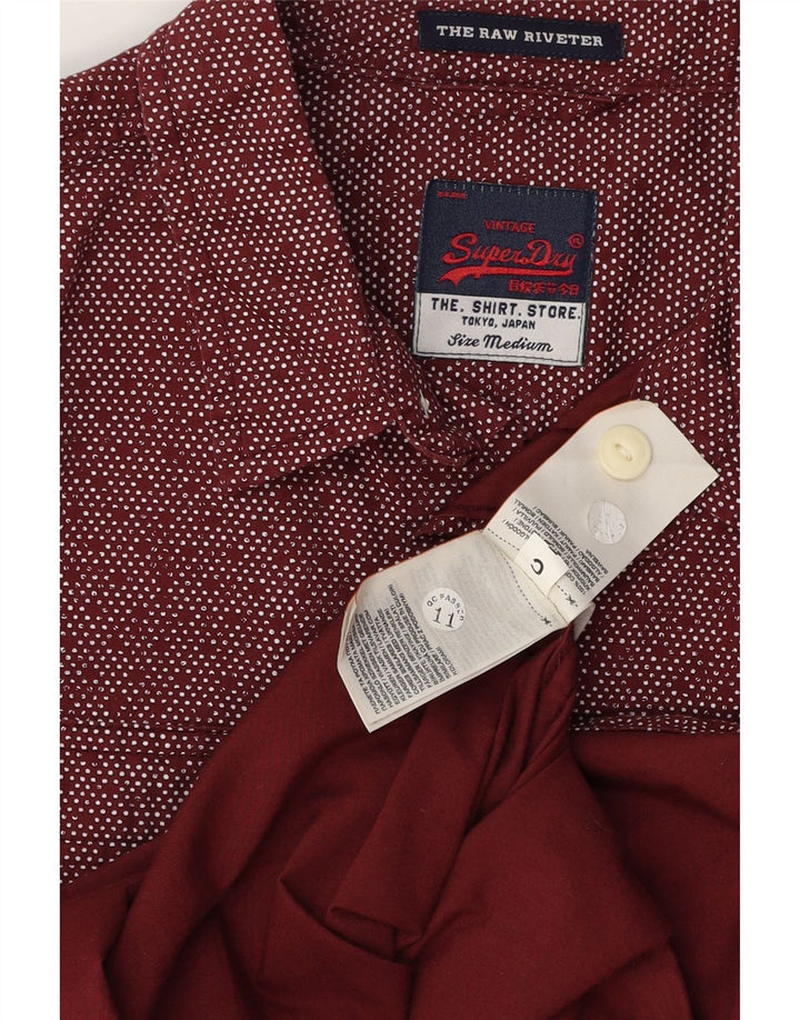 Cămașă pentru bărbați SUPERDRY, bumbac cu pete burgundy mediu