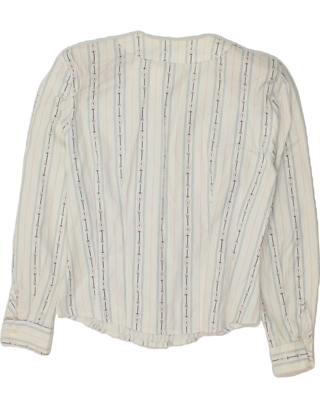 Bluză cămașă pentru femei VINTAGE UK 12 Bumbac cu dungi albe medii