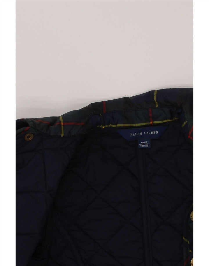 Jachetă matlasată pentru fete Ralph Lauren 3-4 ani, albastru bleumarin, carouri