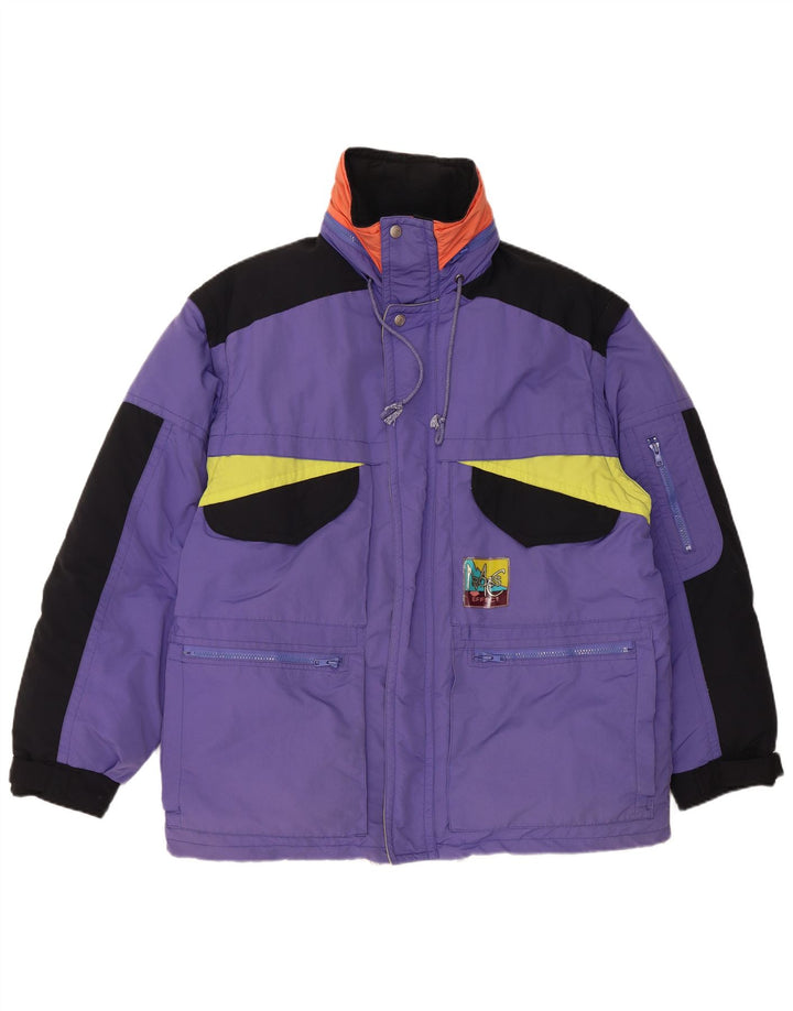 Jachetă căptușită vintage pentru bărbați UK 40 mare violet din poliamidă color bloc