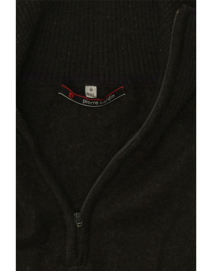 PIERRE CARDIN Mens Zip Neck Jumper Sweater 2XL Green Wool Vintage Pierre Cardin and Second-Hand Pierre Cardin from Messina Hembry 