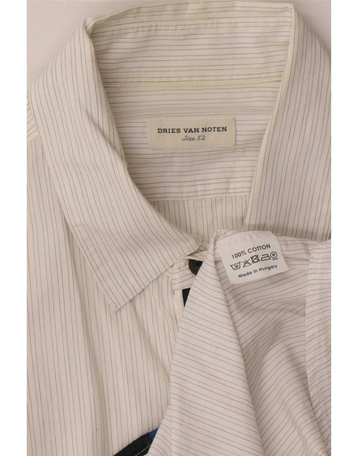 Cămașă pentru bărbați Dries Van Noten IT 52, bumbac alb cu dungi mari
