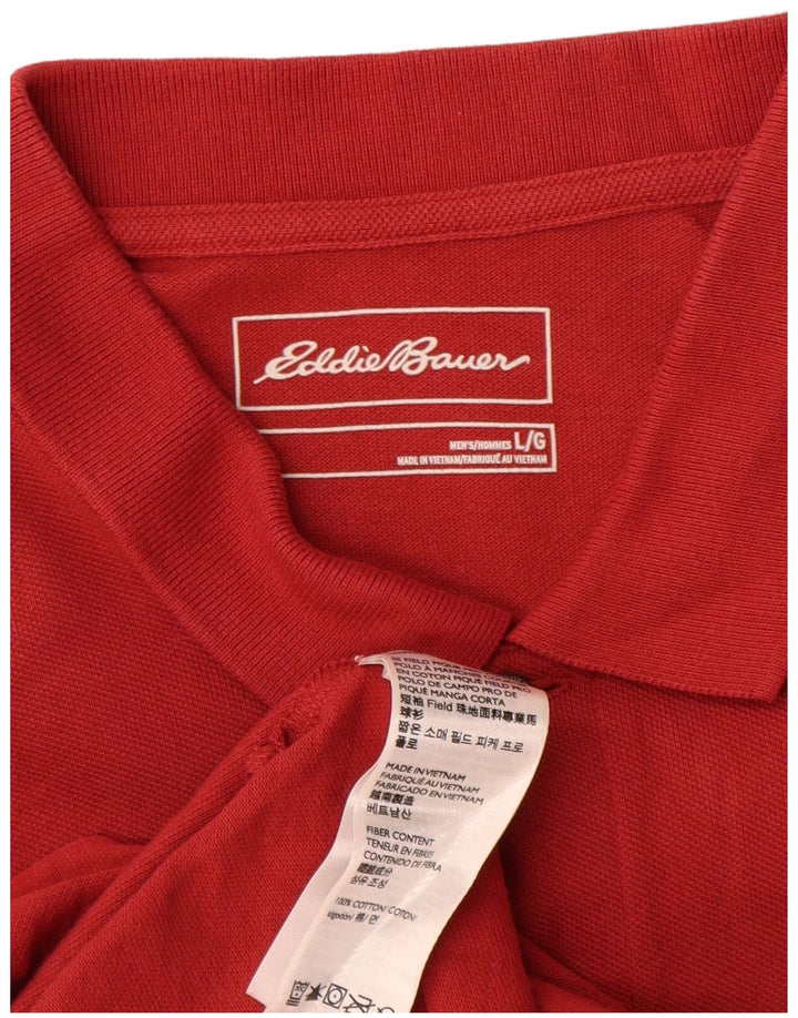 Cămașă polo Eddie Bauer pentru bărbați, bumbac roșu mare