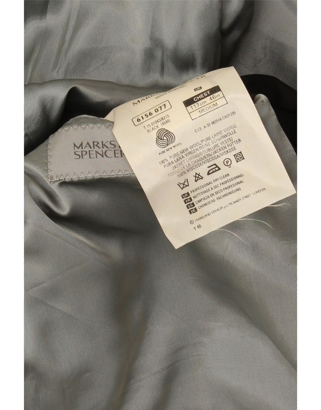 Sacou Marks & Spencer pentru bărbați, cu 2 nasturi, UK 42 XL, lână neagră